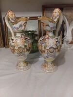 Capodimonte ritka díszkancsó pár – gazdagon díszített,