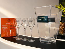 CHAMPAGNE CLUB - DEUTZ Champagne Ajándékszett – Plexi pezsgőhűtő és 6 Lehmann  pezsgőspohár