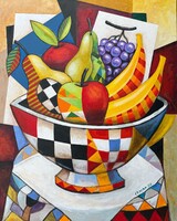 Cubist Still Life XXL - 100x80 cm Piotr Wrona (Cracra) - Polish contemporary painter