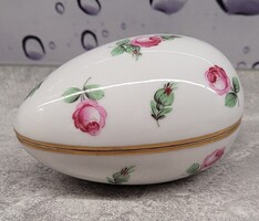 Herendi porcelán tojás bonbonier – Petite Rose (PR) minta, kézzel festett, jelzett