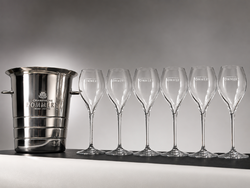 CHAMPAGNE CLUB - Pommery Champagne – INOX Pezsgőhűtő Veder + 6 Új Lehmann Kristály Pezsgőspohár