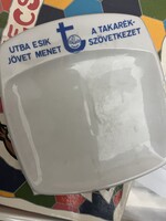 Ritka retro Hollóházi porcelán pénzvisszaadó tálka – Takarékszövetkezet
