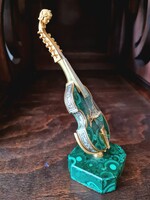 Elegant 800 silver Gilded natural malachite stone violin ornament
