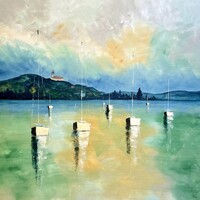 90x90cm Tihany lágy hangulata festmény