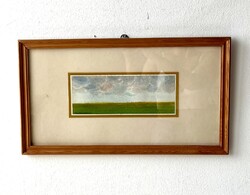 Balogh Lajos (1928-) – Alföldi táj (Akvarell, 1998) – Keretezett, igényes alkotás