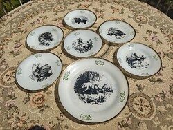 Hunting Scene Glass Dessert Plates