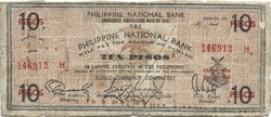 10 peso pesos 1942 Fülöp szigetek Japán megszállás gerillapénz Iloilo military