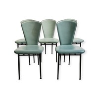 Posztmodern olasz zöld színű étkezőszék garnitúra / 5 db / - 53506