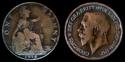 E 0493 Egyesült Királyság (Anglia) 1 Penny - V. György 1916