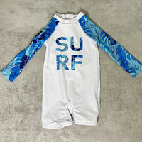 Shein White-Blue Baby Kid Swimsuit 9-12 months