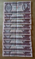 H Series Collector's Set - 9 pcs 1990s 5000 HUF Banknotes – VF – in one lot