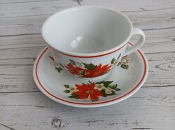 Zsolnay porcelán mikulásvirágos teáscsésze szett!