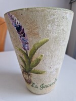 Kézzel festett jácint mintás terrakotta kaspó - „La Jacinthe” (Made in Philippines)