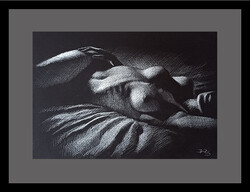 Boros Attila: Álom - kerettel 33x43 cm - alkotás: 20x30cm - BA26/833