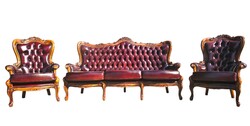 Antik neobarokk chesterfield bőr ülőgarnitúra 3+1+1 B753