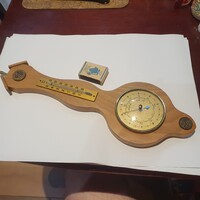 Retro Hungarian wooden weather station thermometer barometer Kádár decor
