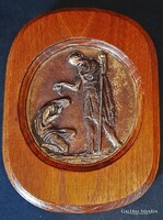 Orvosi bronz emlékérem / plakett fa keretben - Nemzetk. Melkassebészeti Kongr., Szombathely 1993.