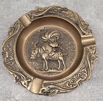 Retro sárgaréz hamutartó - Naszreddin hodzsa a szamáron (Dombornyomott)