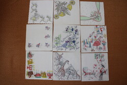 Set of 9 Old Single-Layer Napkins