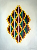 Ábrahám Rafael (1929-2014): Rombuszok Rendszere / Organikus Geometria / 80x60 cm / Akril, farost