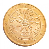 Ausztria,2 eurocent 2002 aUNC+ vas