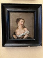 Ismeretlen művész: Antik Biedermeier női félakt 260806
