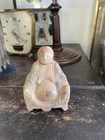 Vintage faragott szappankő Mosolygó Buddha szobor