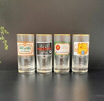 Retró egri boroscímkés pohár készlet (4 db) - Bikavér, Muskotály, Olaszrizling, Medoc noir