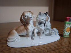 Gräfenthal porcelán kutya, macskák, barátság. 19,3 cm. Hibátlan. Jelzett