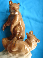 Zsolnay porcelán: játszó medvék. Markup Béla, 1911. Hibátlan, 31cm magas
