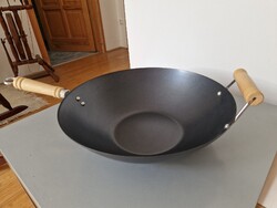 Új retro IKEA PYRA wok (30 cm) fa fogantyúkkal – Sosem használt!