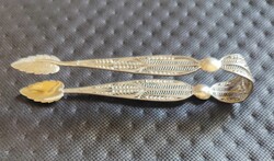 Antique silver filigree sugar tongs
