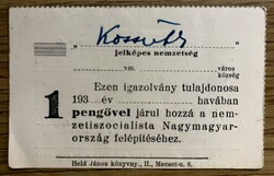 Hungarista (Nyilas, Nemzetiszocialista) Igazolvány