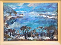 Jets György (1925-1996) : Téli táj,(Dunakanyar?), Képcsarnokos
