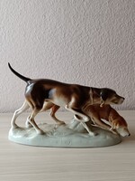 Csehszlovák Royal Dux porcelán kutya pár