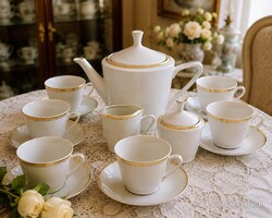 Alföldi porcelán aranyszegélyes teaszerviz – 6 személyes, teljes, hibátlan vitrines készlet