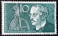 NP284 / Németország 1958 Rudolf Diesel bélyeg pecsételt