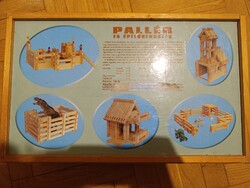 Pallér retro játék, fa építőjáték készlet