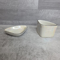 Hollóházi porcelán lüsztermázas asztali dohányzó szett