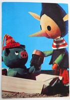 Képeslap,Bródy Vera,báb,Mazsola és Tádé bábfilm figura, 1973 (K3)