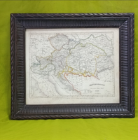 1849-es Meyer-féle Magyar Osztrák térképe , 1850 körül készült acélmetszett