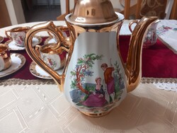 Zsánermintás aranyozott porcelánkészlet