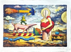 Ef Zámbó István - Szívszorító 60 x 84 cm EBP, merített papír - ritka, nagy méret