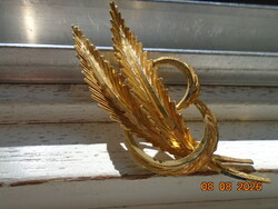 JONETTE JEWELRY vintage levél formájú aranyozott bross