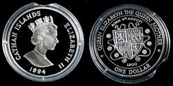 E 1628 Kajmán-szigetek 1 dollár 1994 PP Queen mother