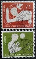NP232-3 / Németország 1956 Jótékonysági Ifjúsági Szállásokért bélyegsor pecsételt