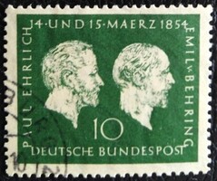 NP197 / Németország 1954 Paul Ehrlich and Emil V. Behring Nobel díjasok bélyeg pecsételt