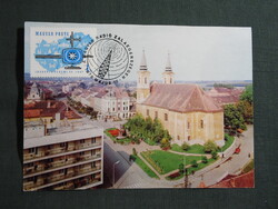 Képeslap,CM,bélyeg,alkalmi bélyegzés,Magyar rádió Zalaegerszegen,Mária Magdolna-templom,1976