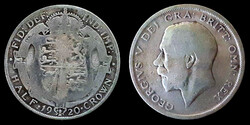 E 1509 United Kingdom (England) silver ½ crown 1920 King George V