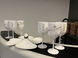 CHAMPAGNE CLUB - MOËT & CHANDON hajópropeller alakú kínálótál + 6 pezsgőspohár